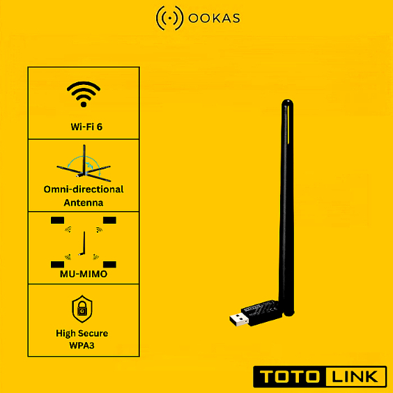 Totolink  X900UA Wi-Fi 6 Dual Band USB Adapter: External Antenna I WPA3 Security I Plug & Play for PC and Laptop