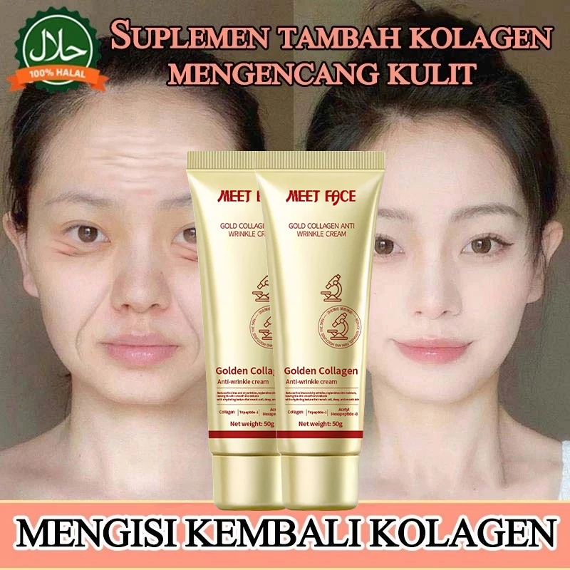 【Tightens, Lightens Wrinkles】Anti Wrinkle Cream Gold Collagen Anti-wrinkle Cream Highly Effective Relieve Dry Line蛋白抗皱霜