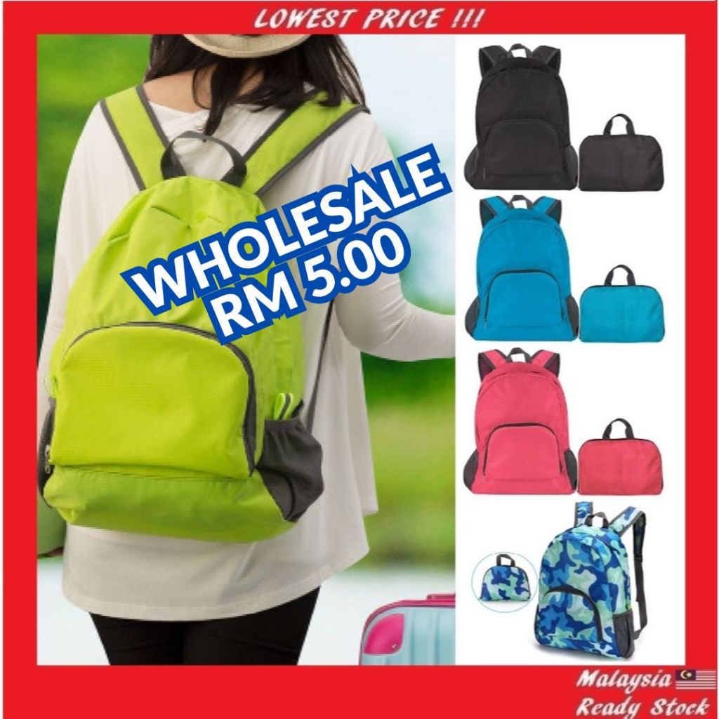 Foldable Backpack Outdoor Sport Travel Hiking Lightweight Bag Beg Galas