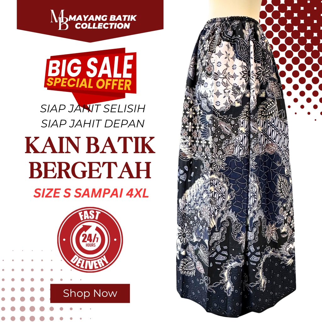 MAYANG BATIK Kain Berpantang Bergetah / Kain Batik Instant / Sarong /Kain Batik Sarong Siap Getah Pinggang