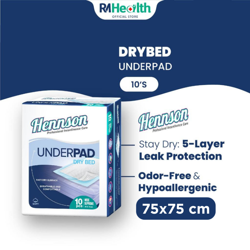 Hennson Drybed Underpad 10's 75x75cm 10'S