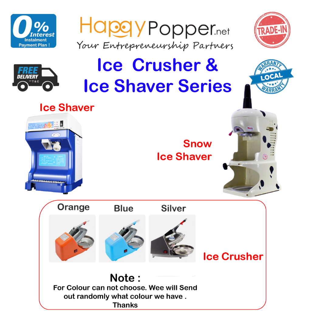 Happypopper Commercial Electric Snow Smoothie Ice Crusher Cendol ABC kacang Shaver Shaving Machine Maker Heavy Duty 刨冰机