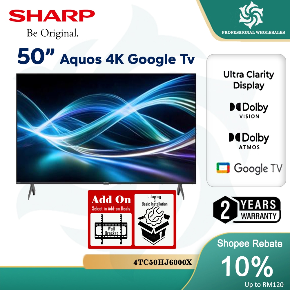 【LOWEST PRICE】Sharp 50" 55" 65" 75" INCH 4K UHD Google TV YouTube Netflix Google Assistant smart tv