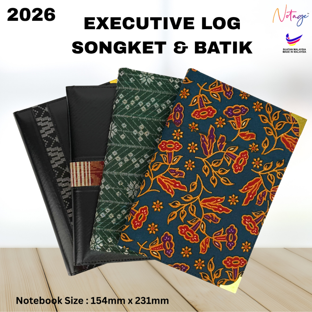 Executive Log Songket Batik 2026 Planner Notebook Diary Journal Traditional Premium Fabric Gift Corporate office persona