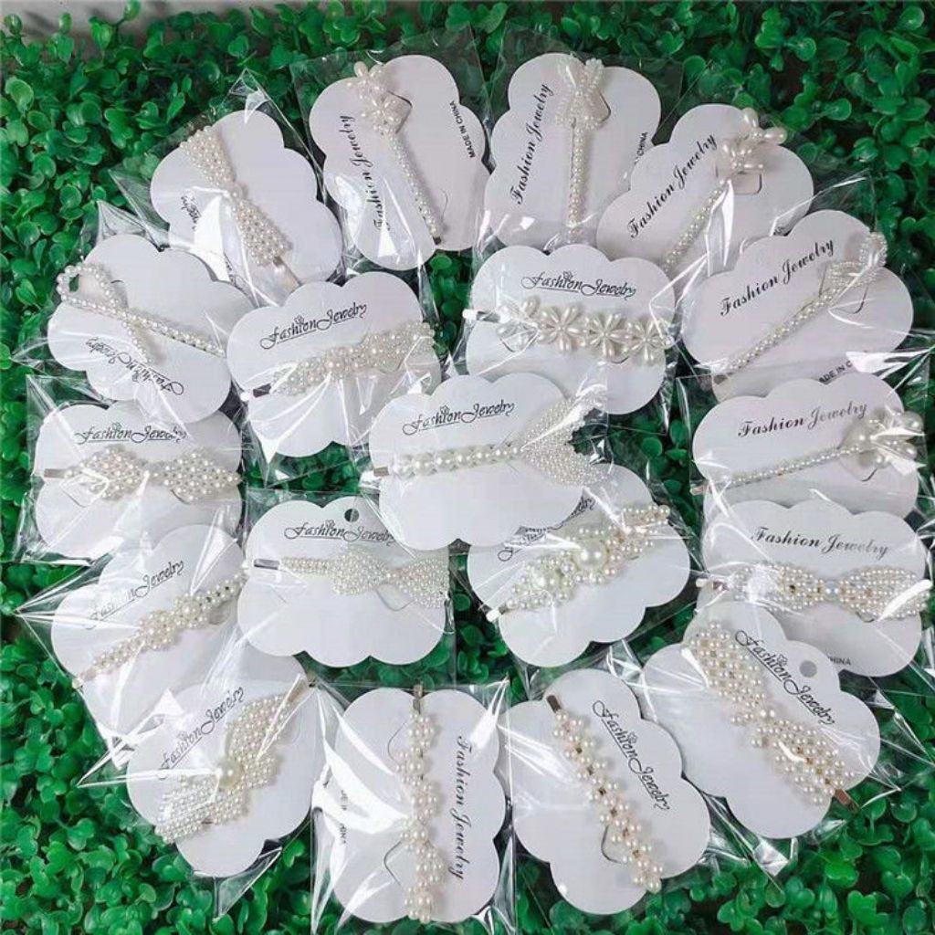 [Ready Stock] New pearl hairpin duckbill clip broken hair tidying net one-line clip girls bangs clip push small gifts