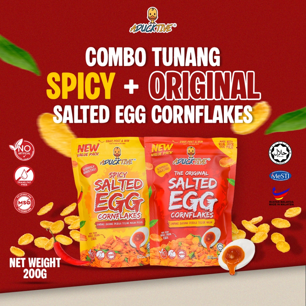 Aducktive Value Pack Spicy & Original Salted Egg Cornflakes