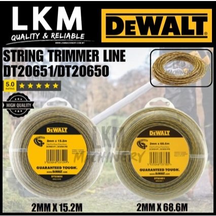 DEWALT DT20650-QZ / DT20651-QZ - 2MM x 15.2M / 2MM x 68.6M Trimmer Line Tali Mesin Potong Rumput