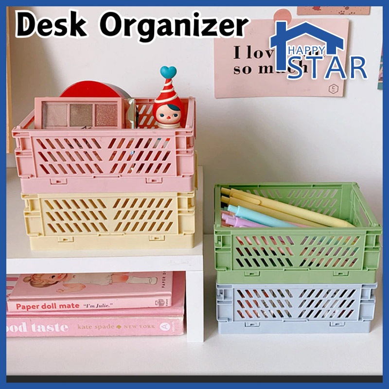 Mini Foldable Storage Box Foldable Basket Desktop Organizer Stationery Storage Basket Cosmetic Storage Box