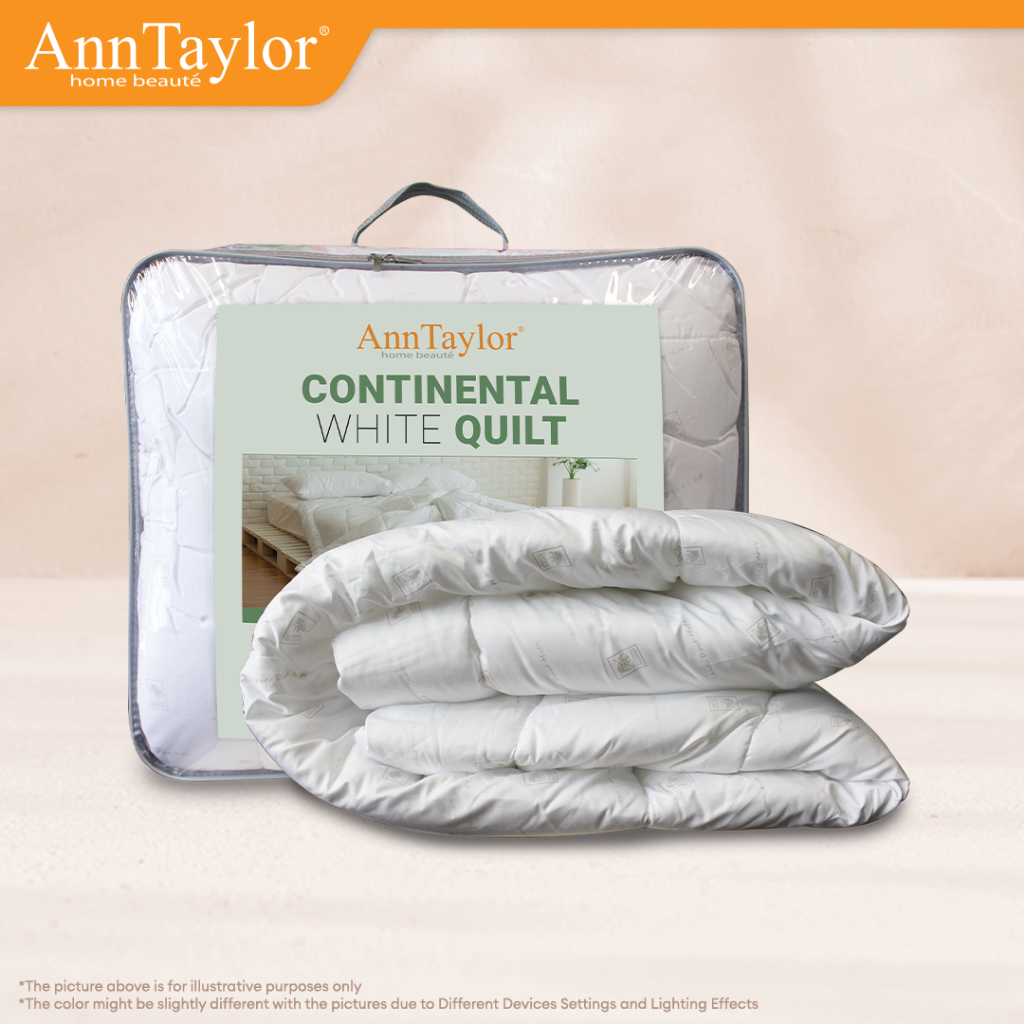 Ann Taylor Continental White Quilt | Comfortable, Easy-Care Bedding (Super Single / Queen / King)