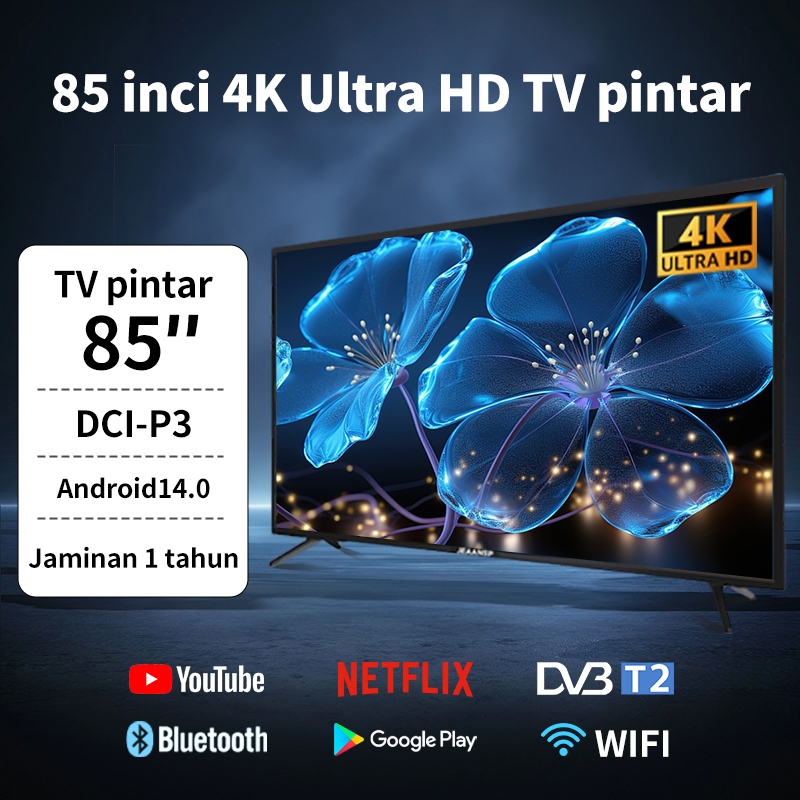 Google TV 75 inch 4K UHD Tempered 65/85 inch Android 14.0 Smart TV Netflix/YouTube/Voice/Bluetooth