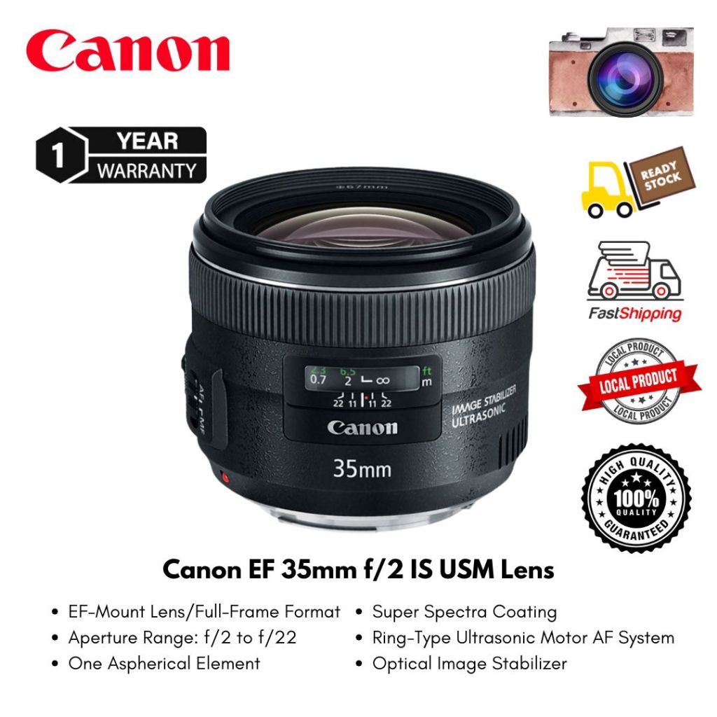 Canon EF 35mm f/2 IS USM Lens ( 1 Year Warranty )