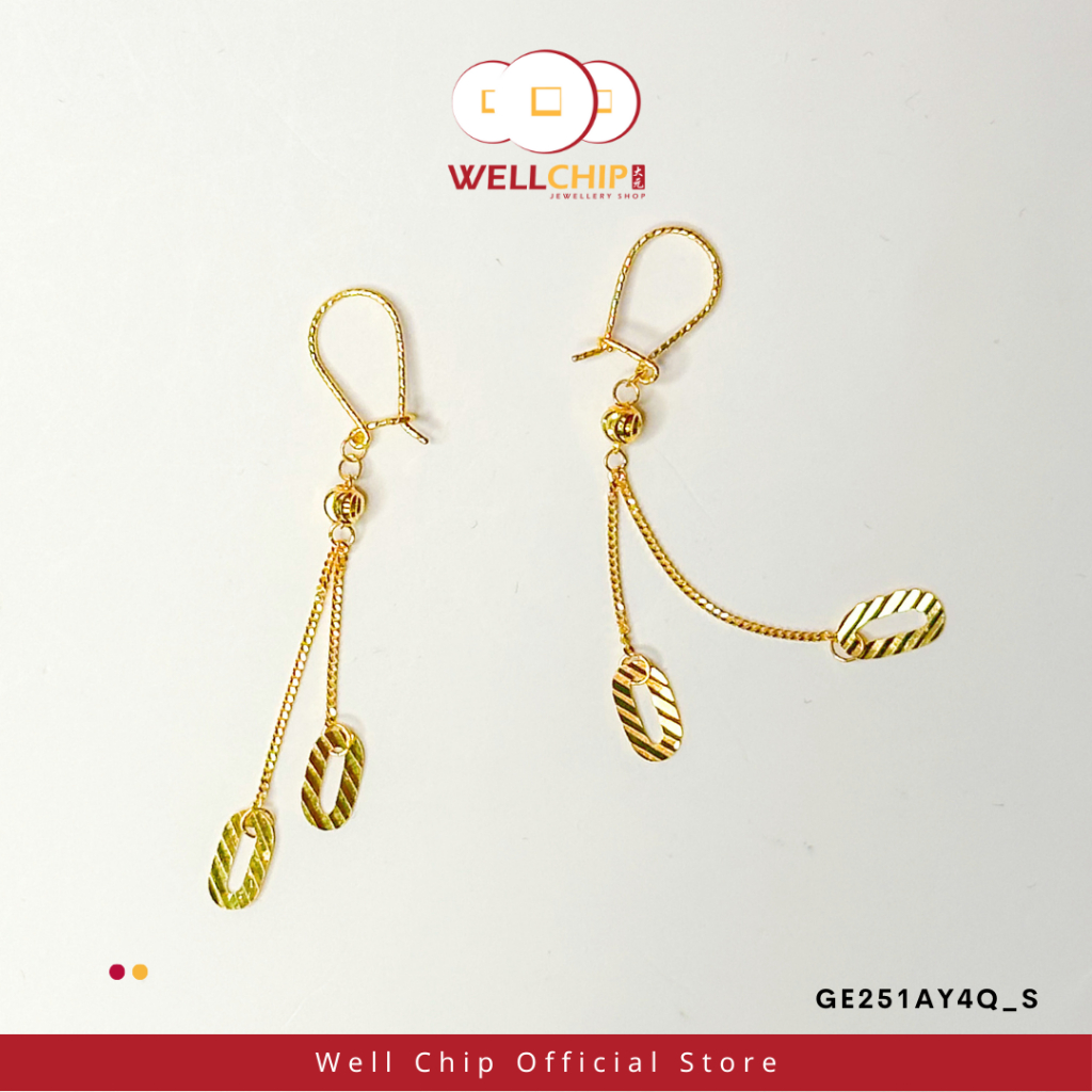 Anting Jatuh  Emas 916| 916 Gold Drop Earrings | Emas 916 | Kedai Emas WELL CHIP