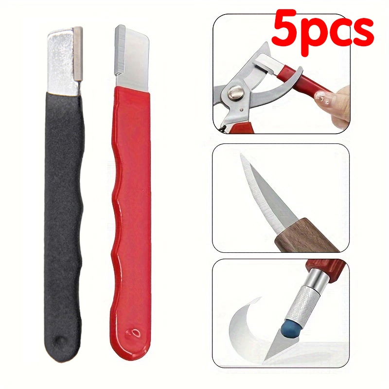 5PCS Sharpener with Lid Portable sharpening tools Sharpening Stone Handheld Garden Shear Scissors TOLUS