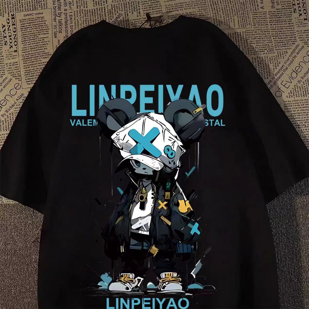 ?Promosi Murah? 100% Cotton Unisex “Street Bear” Graphic TShirt COD