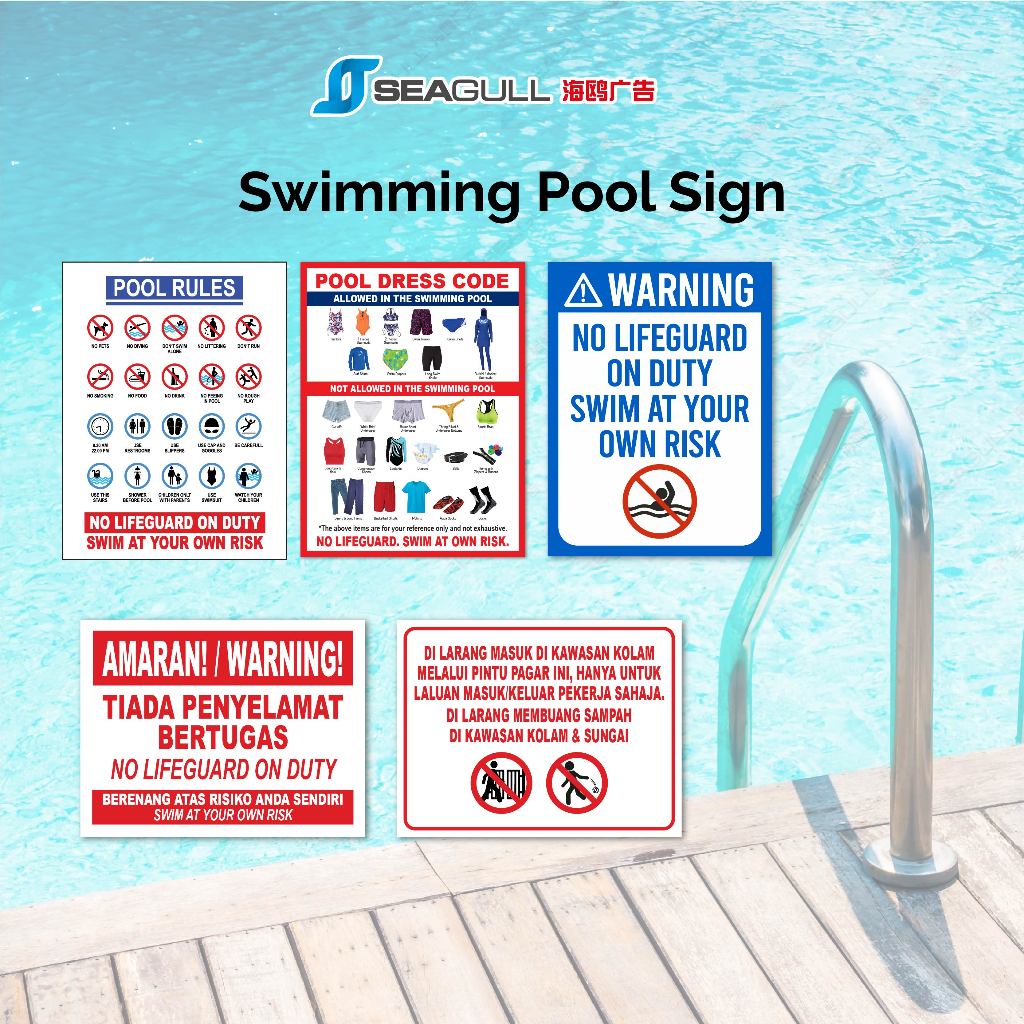 Swimming Pool Approved Swim Attire Pakaian Renang Attire Policy No Lifeguard Swim at your Own Risk