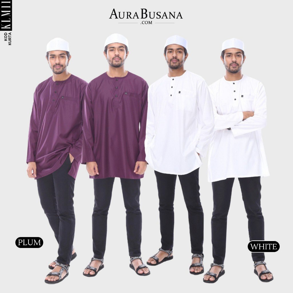 Kurta Lelaki Ringkas Tanpa Kolar Sunnah Muslim Haji Umrah Premium Cotton Kualiti by Aura Busana