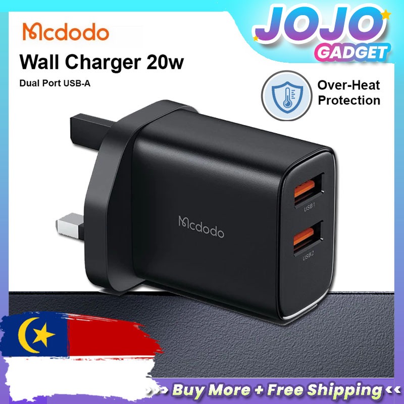 Mcdodo Charger Dual USB 12W Fast Charger With IP Type C USB Cable Mcdodo Adapter Original Kepala Charger Fast Charging