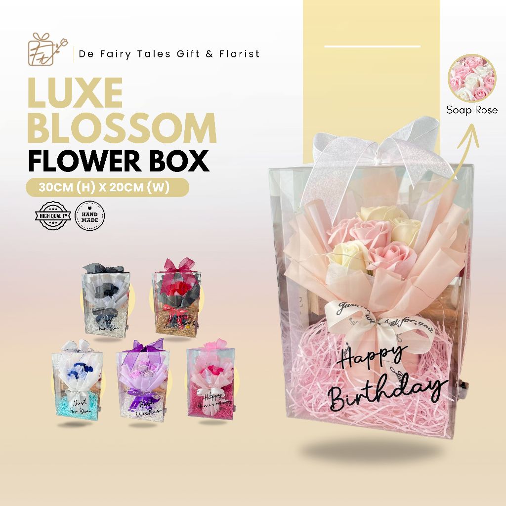 Soap Flower Bouquet PVC Gift Box Transparent 6 stalk Soap Flower Valentine Birthday Anniversary Surprise