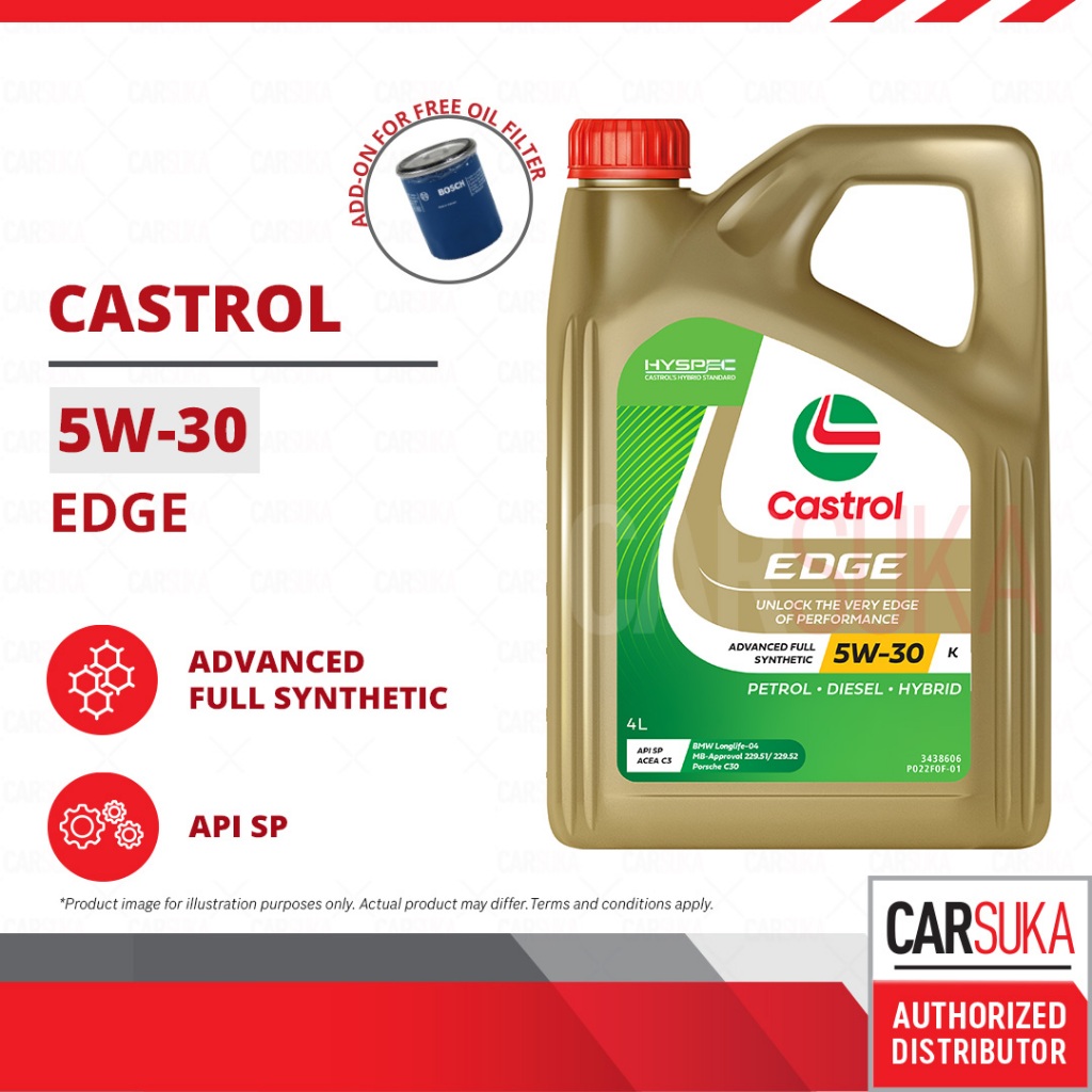 Castrol EDGE 5W-30 (4L) Advanced Full Synthetic Engine Oil API SP ACEA C3 for Petrol, Diesel and Hybrid Vehicles