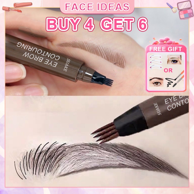 4 Points Eyebrow Pencil 4 Tip Liquid Brow Tattoo Pen Makeup Pen Waterproof Cosmetic EyeBrow Liner