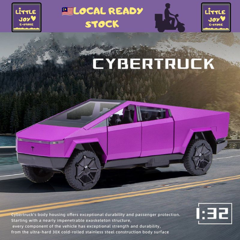 LJS1 Tesla Cyber Truck 4x4 Pickup 1:24 X90 1:32 Diecast Scale Model Car Alloy Pullback Light&Sound Kereta Mainan 摆件模型车