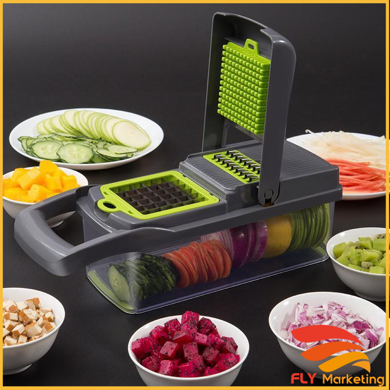 11 in 1 Multifunction Food Chopper Mandoline Slicer Vegetable Slicer Potato Onion Graters & Cutter Pemotong Sayur