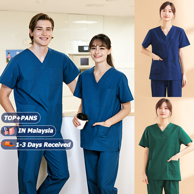 Medical Scrub Suit Baju Scrub Uniform Surgical Scrub Suit Set For Woman/Men/Doctor/nurse