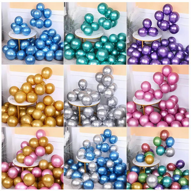 10 Inch High Quality Metalic Metallic Color Shining Chrome Latex Balon Belon Ballon Balloon Party Stage Decoration 金属气球
