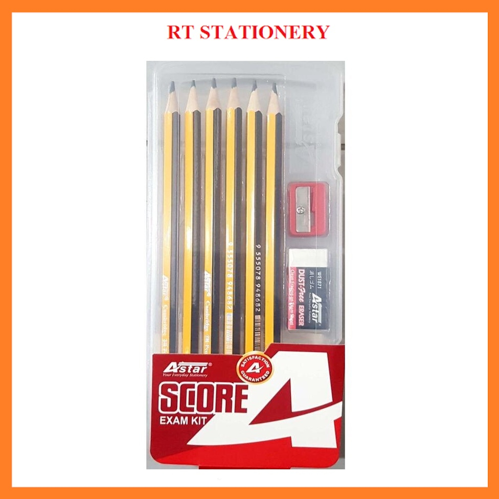 Astar Score A Exam Kit ( 6Pcs Pencil + Eraser + Sharpener + Pencil Case) PKS2025