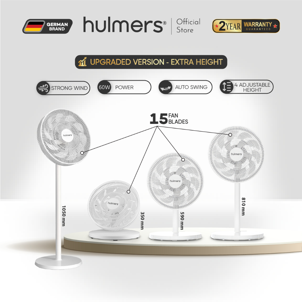 Hulmers Adjustable 15 Blades Powerful 4 In 1 Electric Stand Fan