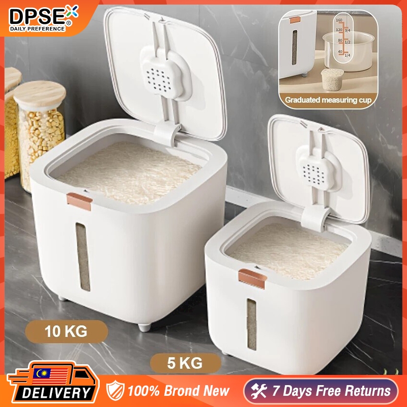 Rice Storage Box Airtight Proof Sealed Insect-Proof Food Container House Bekas Beras Kedap Udara Rice Box 5/10/15KG