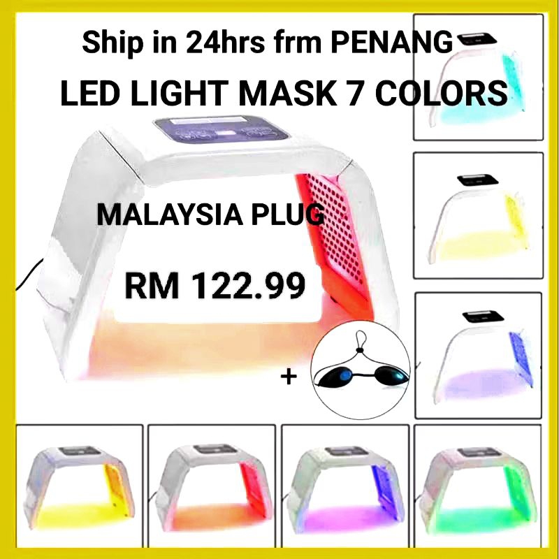 7 Colors LED PDT Photon Omega Light Mask Omelon Facial Skin Care Therapy Machine ready stock Malaysia plug