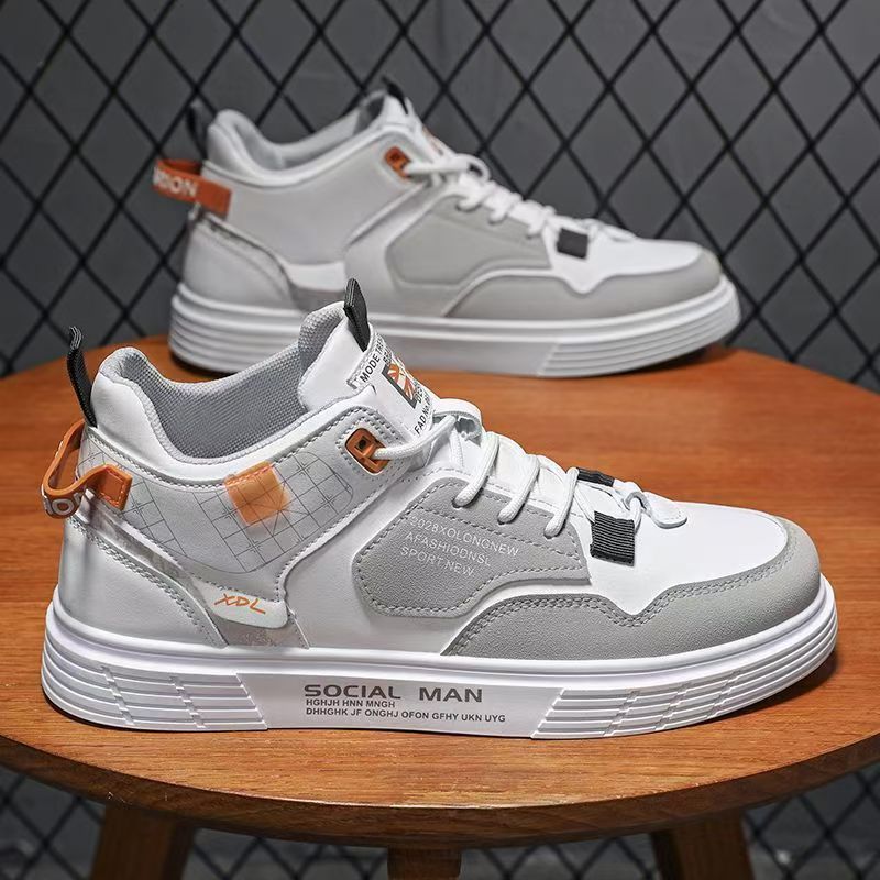 Men's shoes 2026 new youth high-top canvas shoes trendy student versatile sports casual white shoes