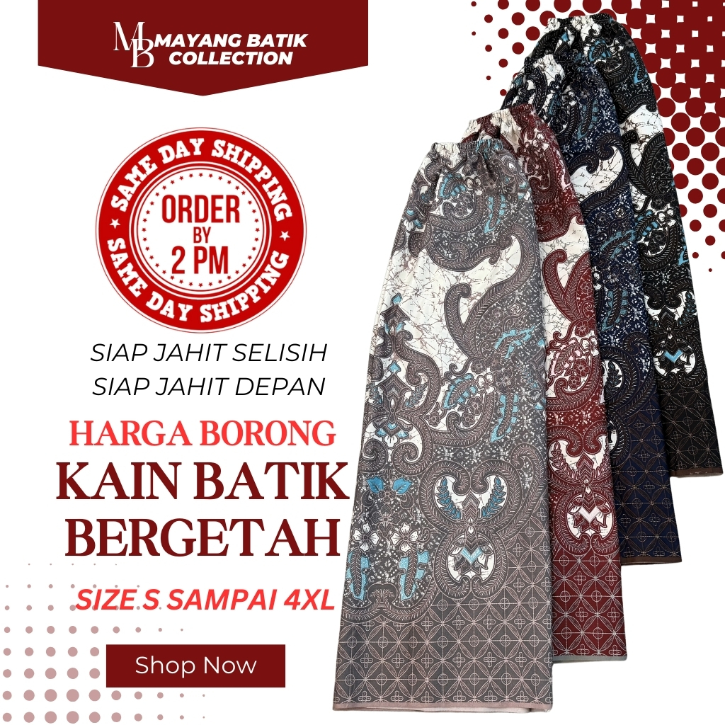 Kain Berpantang Bergetah / Kain Batik Instant / Confinement Sarong /Kain Batik Sarong Siap Getah Pinggang [3013 - 3016]