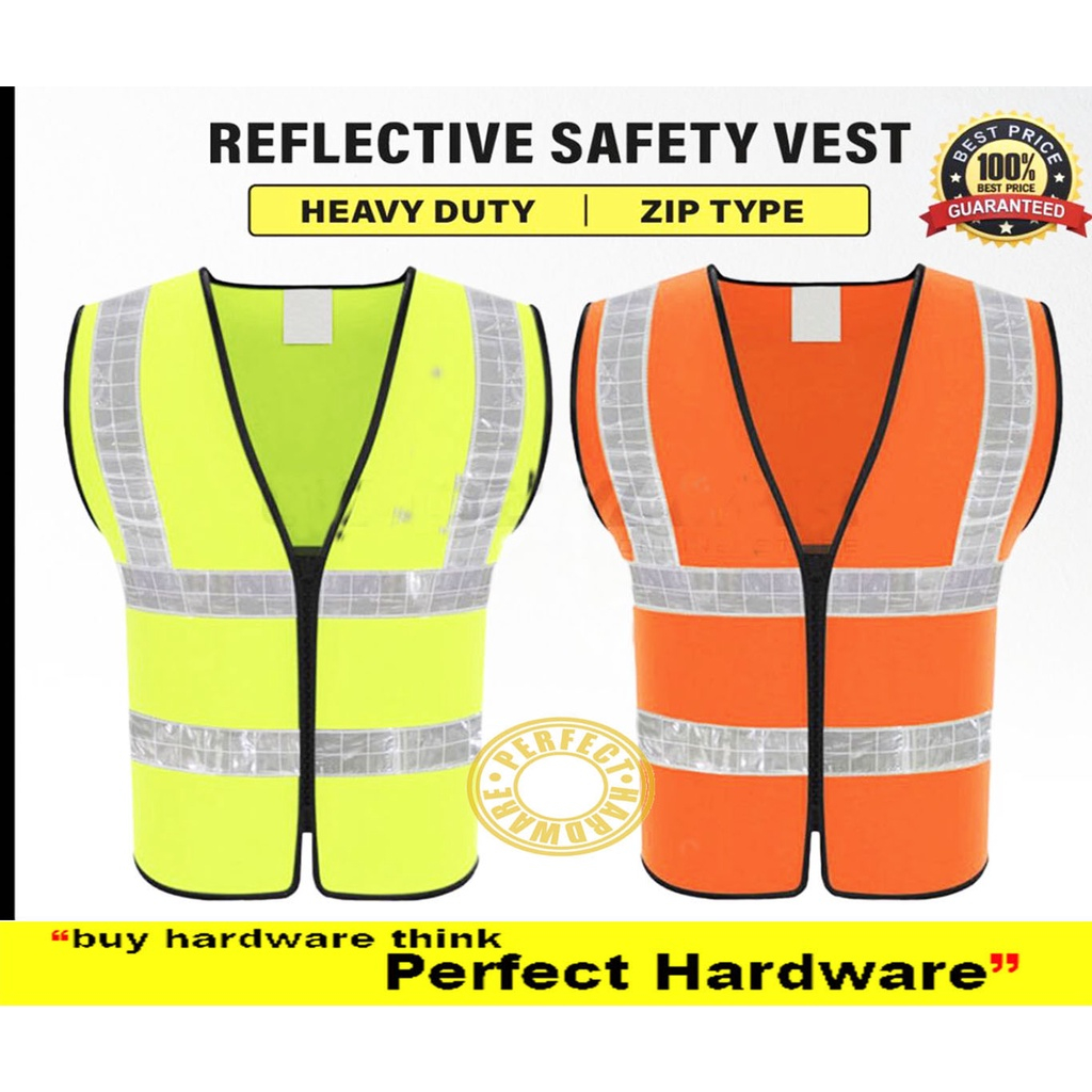 ✨REFLECTIVE ✨ZIP SAFETY VEST✨ HIGH VISIBILITY ✨ SAFETY CLOTHING HEAVY DUTY TYPE GREEN/ORANGE COLOUR