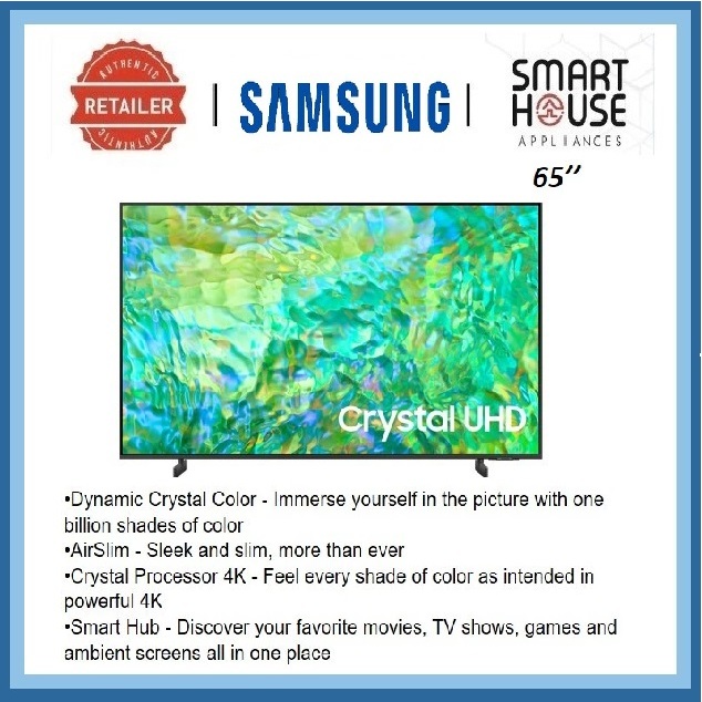 FREE SHIPPING !! 【2023】Samsung TV 65CU8000 4K UHD Smart TV 65'' TELEVISION YOUTUBE NETFLIX