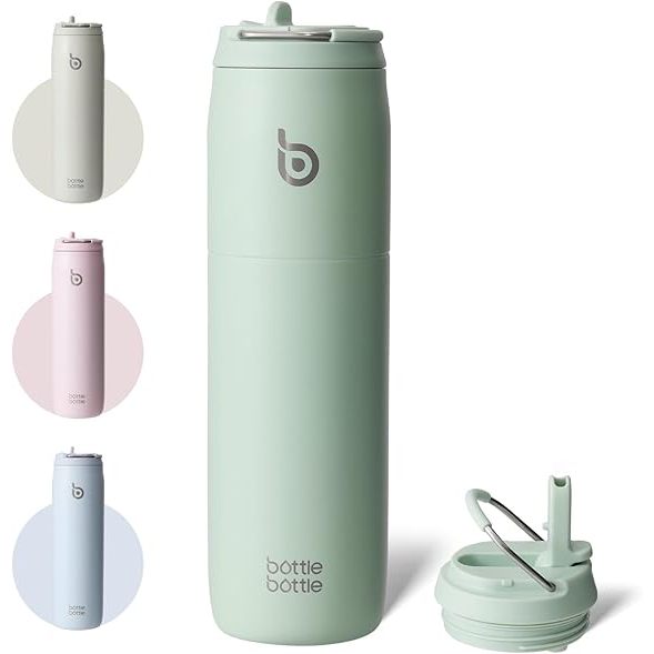 BOTTLE BOTTLE Water Bottle, 1 Liter, Vacuum Insulated, Hot and Cold Insulated, Stainless Steel Bottle, Straw Drinking, Stylish, With Handle, Leak Proof, Wide Mouth, 33.8 fl oz (1000 ml), Sports【Top Quality From Japan】