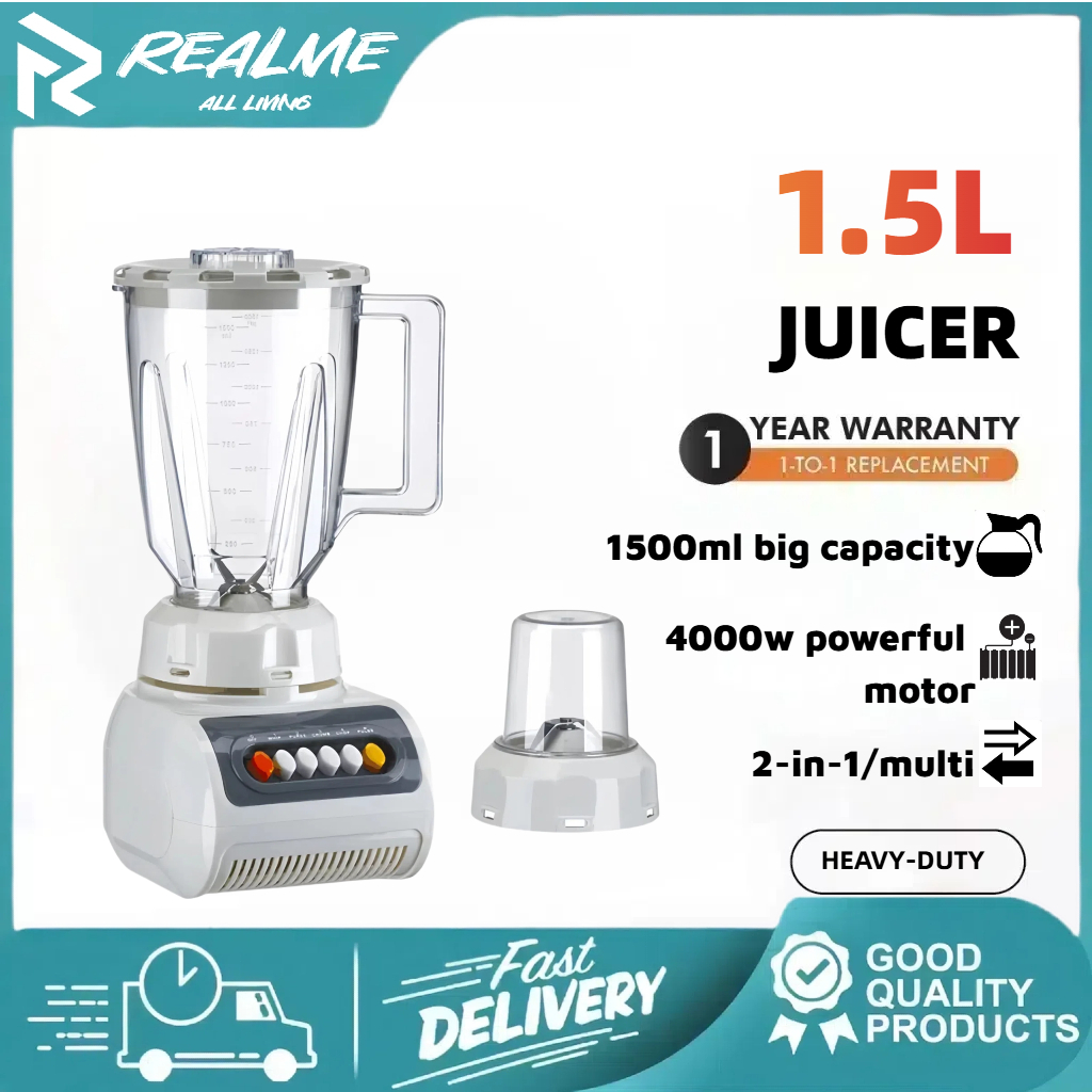 Blender Heavy Duty 2 in 1 Electric juicer 1.5L with Jug Multifunctional Juicer Food Processor Ice Smoothie Fruit Extract