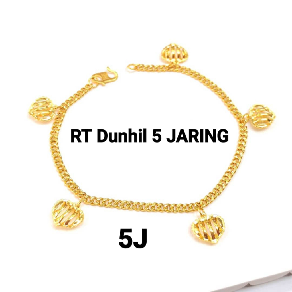 Wing Sing Rantai Tangan Gajah Pasir Gantung Love Jaring Emas 916 Gold Love Hanging Sandy Bracelet