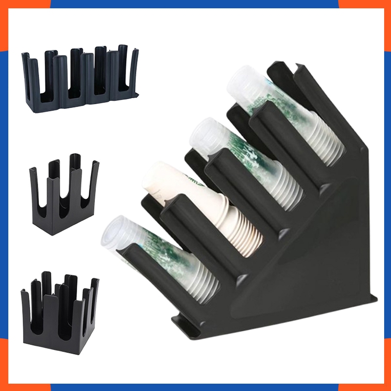 4 Compartments Plastic Cup Holder Cup Dispenser Organizer Storage Lid Holder Rak Cawan 一次性纸杯架