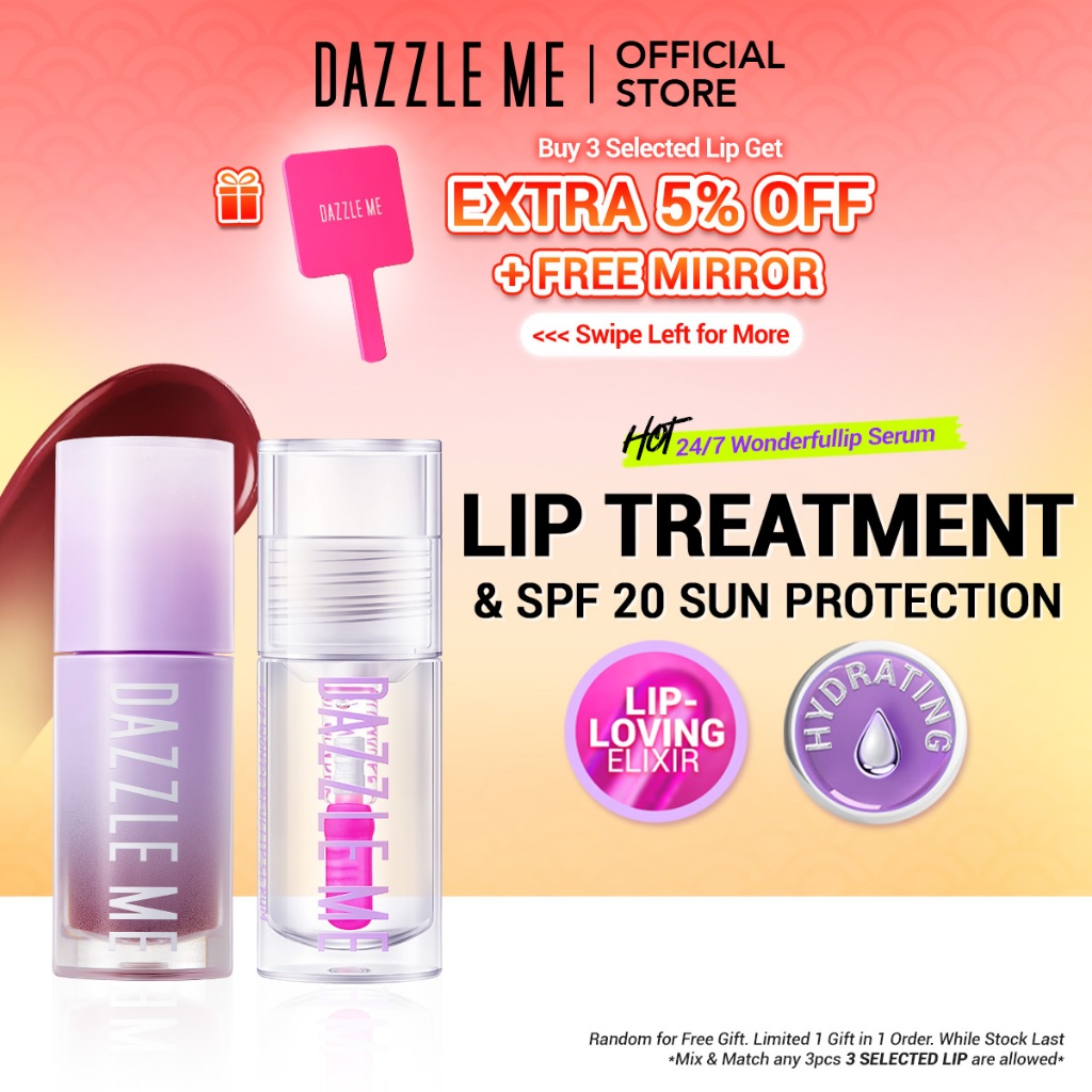 [MUST BUY!!] DAZZLE ME 24/7 Wonderfullip Serum Hydrate Lips with Color Changing Lip Serum 2g