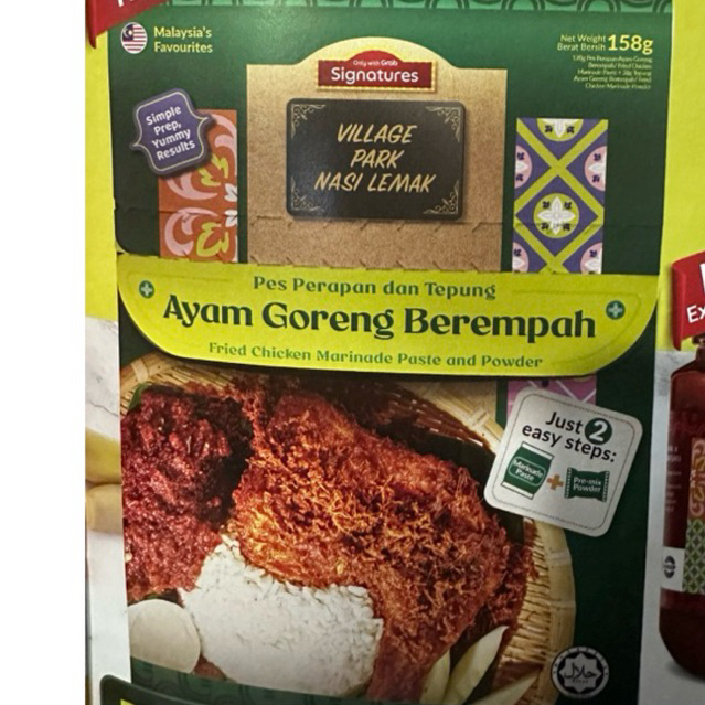 Village Park Fried Chicken Marinade&Powder/Pes Perapan & Tepung Ayam Goreng Berempah Village Park, 158g, Halal