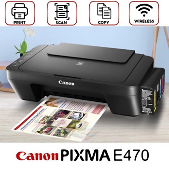 Canon PIXMA E470 WIFI & USB Printer CISS PREMIUM Tank (Print,Scan,Copy,WIFI). CANON PIXMA E470 STD