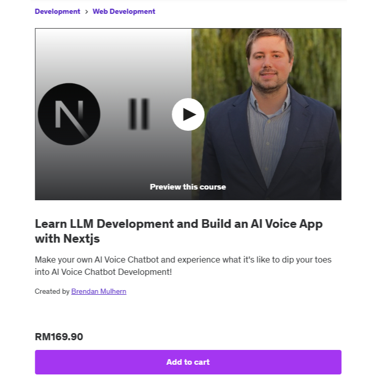 Video Course - Conversational AI Course – AI Voice Chat in Next.js | Website Development Course