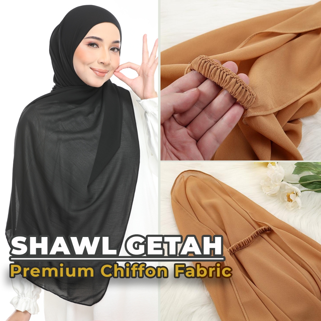 Yuri Shawl Easy-Wear Heavy Chiffon with Elastic Band