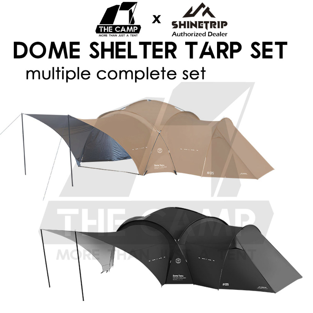 Shinetrip Dome Shelter Tarp Set Door Cloth Door Mesh Net PU3000 Silver Coated Black Anti Mosquito Tent