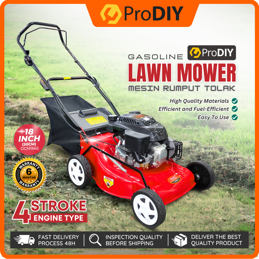 PRODIY Lawn Mower Gasoline Mesin Rumput Tolak Heavy Duty Grass Trimmer Petrol Grass Cutter Machine Mesin Potong Rumput