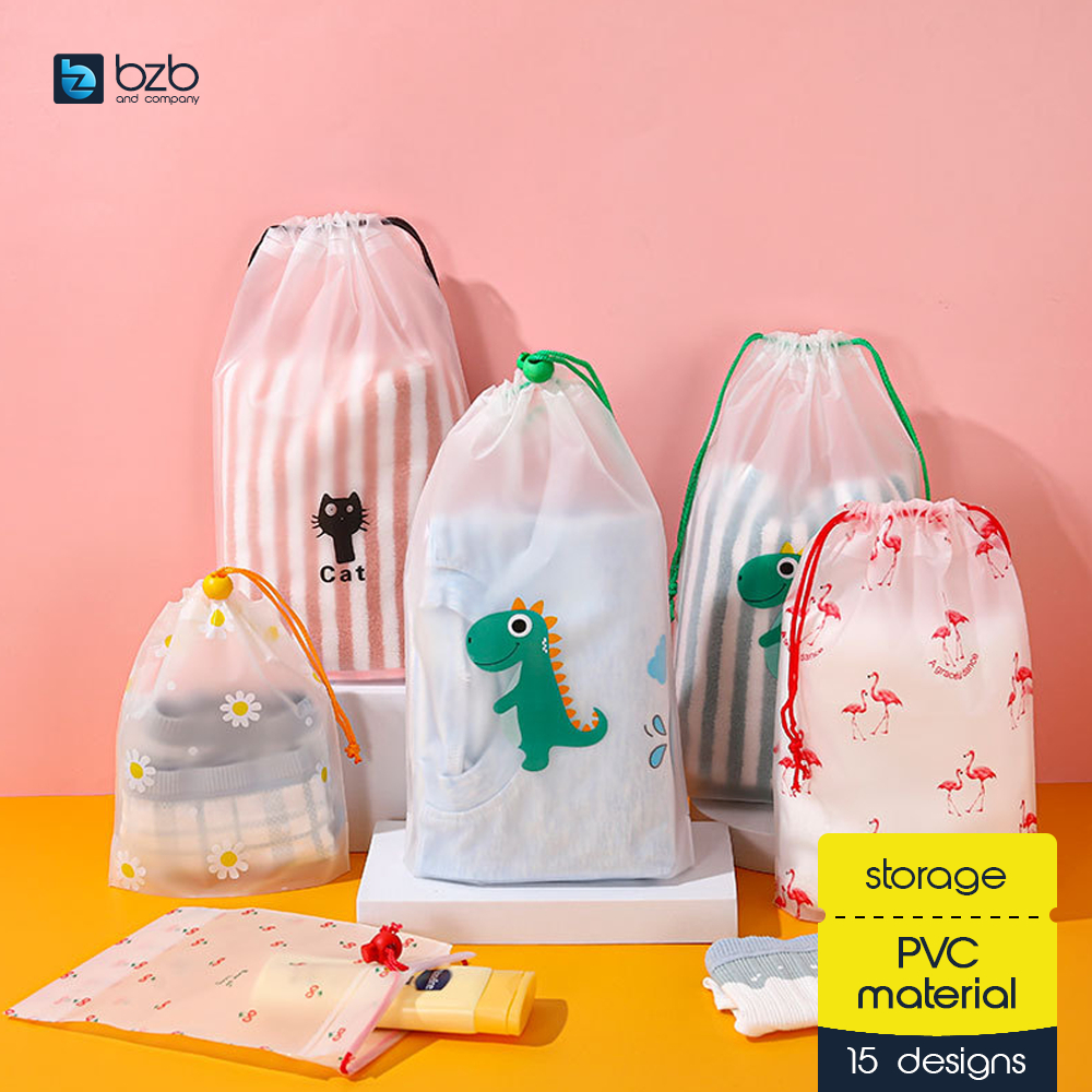 Waterproof Travel Transparent Drawstring Cosmetic Toiletries Door Gift Shoe Cloth Packing Bag 束口抽绳袋