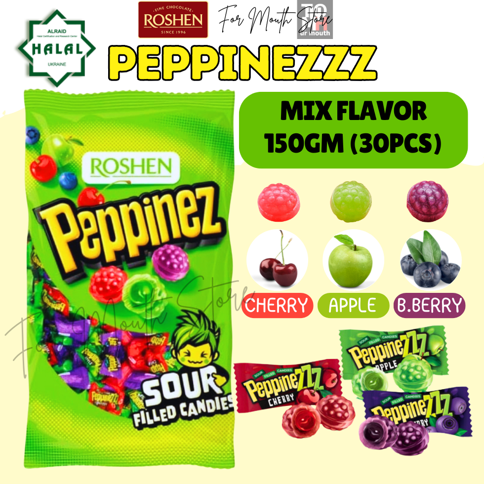 150gm(30biji) Peppinezz Sour Candy Gula Gula Masam Viral Peppinezzz Sour Candy Peppinezz Gula Gula Peppinez Roshen Candy
