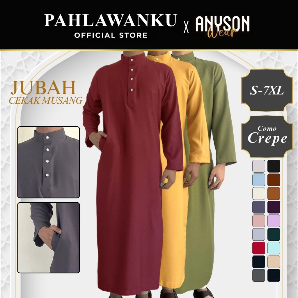ANYSON WEAR Jubah Lelaki Dewasa Muslim 2XL Plus Size Pelbagai Warna Solat Jumaat Hari Raya